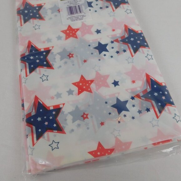 Patriotic Red White Blue Stars Plastic Tablecover Rectangle 54x108 Party July 4 - Picture 6 of 7